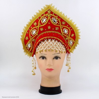 Кокошник "Авдотья" красный с золотом 