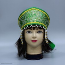 Кокошник "Дашенька" зелёный с золотом