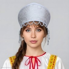Кокошник "Дашенька" белый с серебом