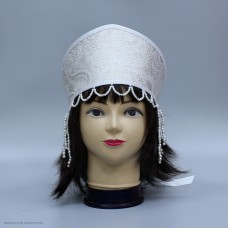 Кокошник "Дашенька" белый с серебом