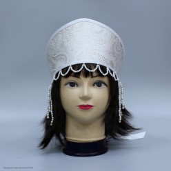 Кокошник "Дашенька" белый с серебом