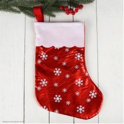 Носок для подарка "Снежинки" 19*38 см (текстиль)
