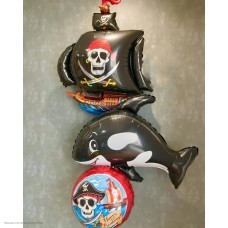 Шар фольга Пиратский корабль (чёрный) 102*78 см