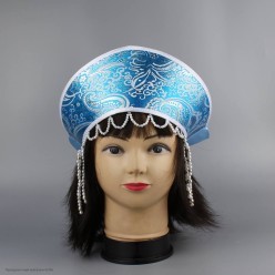 Кокошник "Дашенька" голубой с серебром