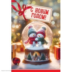 Открытка "С Новым Годом!" (снежн.шар) 12,6*18,2см