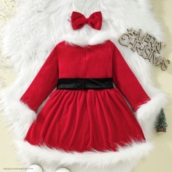 Костюм детский "Помощница Санты" платье (бархат) р.98см