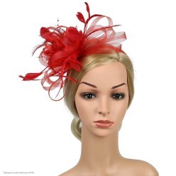 Ободок с декором "Петельки" красный