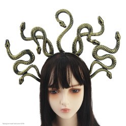 Ободок "Горгона" змеи 32*44см античн.золото (пластик)