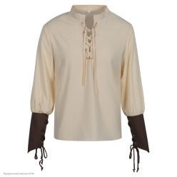 Рубашка пиратская (ворот-стойка, нарукавники) беж р.50-52