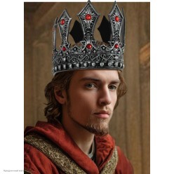 Корона Короля со стразами, серебряная (резина) 18*58см