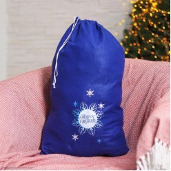 Набор новогодний: мешок 40*60 см, колпак (фетр) синий