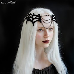 Украшение на голову "Паутина" (фетр, металл)