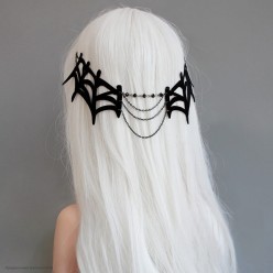 Украшение на голову "Паутина" (фетр, металл)