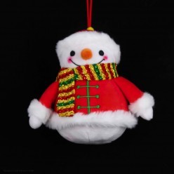 Фигура с подвесом мягкая "Снеговик в тужурке" 16 см