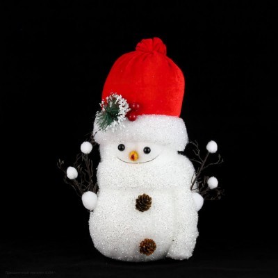 Снеговик в блеске с шишками, 32*28 см (пенопласт) К8601-22