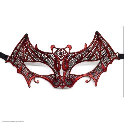 Полумаска кружевная "Летучая мышь" (красно-чёрная)