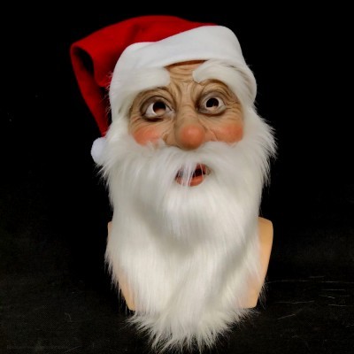 Маска латекс Санта Клаус с бородой  в колпаке (латекс) РС17337-2