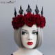 Корона-повязка на голову, бордовые крупные розы РС20514-97