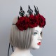 Корона-повязка на голову, бордовые крупные розы РС20514-97