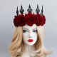 Корона-повязка на голову, бордовые крупные розы РС20514-97