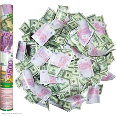 Пневмохлопушка 40см (Купюры $$$, евро) 8240-$