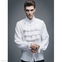 Рубашка винтажная, кружевное жабо и манжеты р.50-52, 175см