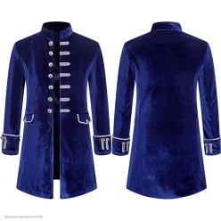 Сюртук (велюр) прямые полы, синий р.50-52