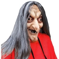 Маска Баба Яга большеглазая с волосами (латекс)