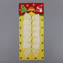 Бантики НГ белые (блеск) 8*8см Набор 6шт