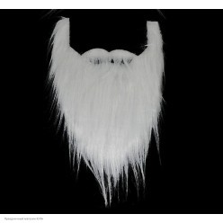 Борода белая прямая от висков, с усами 22*28см