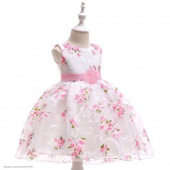 Платье нарядное "Арина" 100 см, бело-розовое