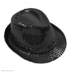 Шляпа Стиляги пайетки чёрная р.58