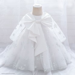 Платье нарядное "Снежинка" 90 см, белое