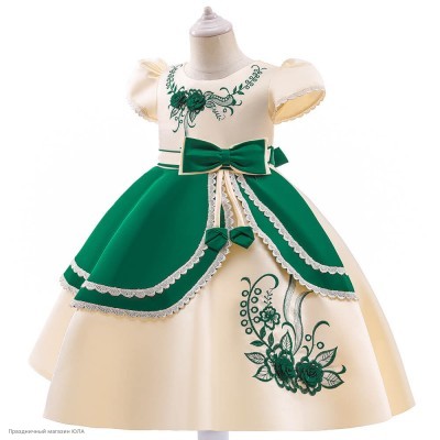 Платье нарядное "Дарина" 130 см, крем-зелёное К9319-зн-13