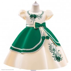 Платье нарядное "Дарина" 130 см, крем-зелёное