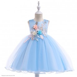 Платье нарядное "Эмилия" 120 см, голубое