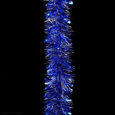Мишура 11 см одноцветная 2-размерная, 180 см (синяя) МШ11-син