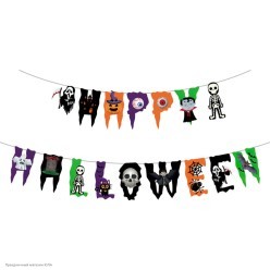 Гирлянда-буквы "Happy Halloween" на ленте 18,5*300см