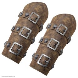 Нарукавники кожзам (ремешки, пряжки) бронза 24*19см