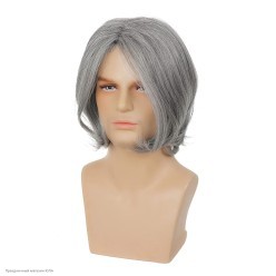 Парик Стрижка без чёлки волнистый 35см седой