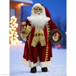 Фигура "Дед Мороз" 95 см в красном с мишкой
