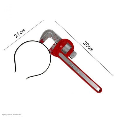 Ободок-имитация "Разводной ключ в голове" (пластик) РС14108-10
