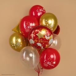 Шар фольга Круг "С Юбилеем!" красный, шары 18"/45см