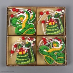 Подвески деревянные 12 шт "Змейки" микс, 5,5 см