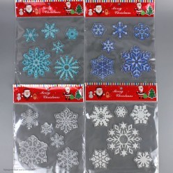 Наклейки на стекло гелевые "Снежинки" 19*19см ассорти Наклейки на стекло гелевые "Снежинки" 19*19см ассорти