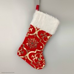 Носок для подарка "Снежинки" фольга (велюр, мех) 42*25 см