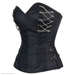 Корсет Кожзам (на замке) цепи, ремешки; чёрный р.М