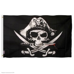 Флаг пиратский 90*155см "Череп с саблями" (без древка)
