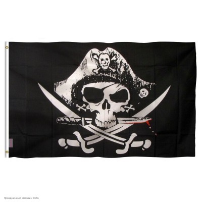 Флаг пиратский 90*155см "Череп с саблями" (без древка) РС01042-6
