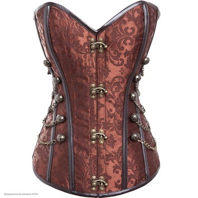 Корсет Дамаск (дек.замки) коричневый, (цепи, пуговицы) р.XXL К9089-кч-105